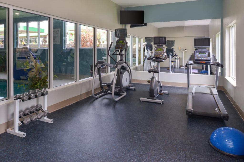 a gym with several treadmills and elliptical machines at Holiday Inn Express & Suites Chattanooga - East Ridge by IHG in Chattanooga