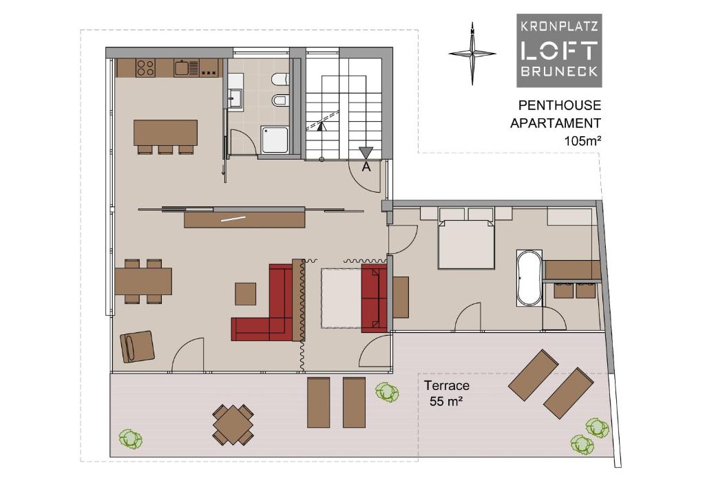 Plán poschodí v ubytovaní Kronplatz LOFT Bruneck