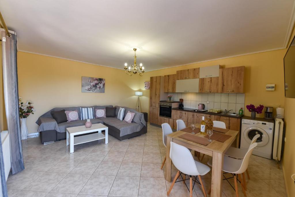 Kuchyň nebo kuchyňský kout v ubytování Ionis Hotel