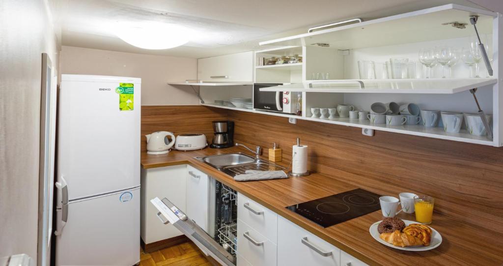Kuchyň nebo kuchyňský kout v ubytování Michalska Apartment
