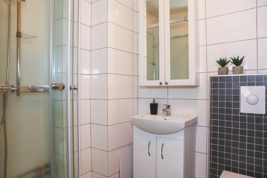 Koupelna v ubytování E18 Apartments