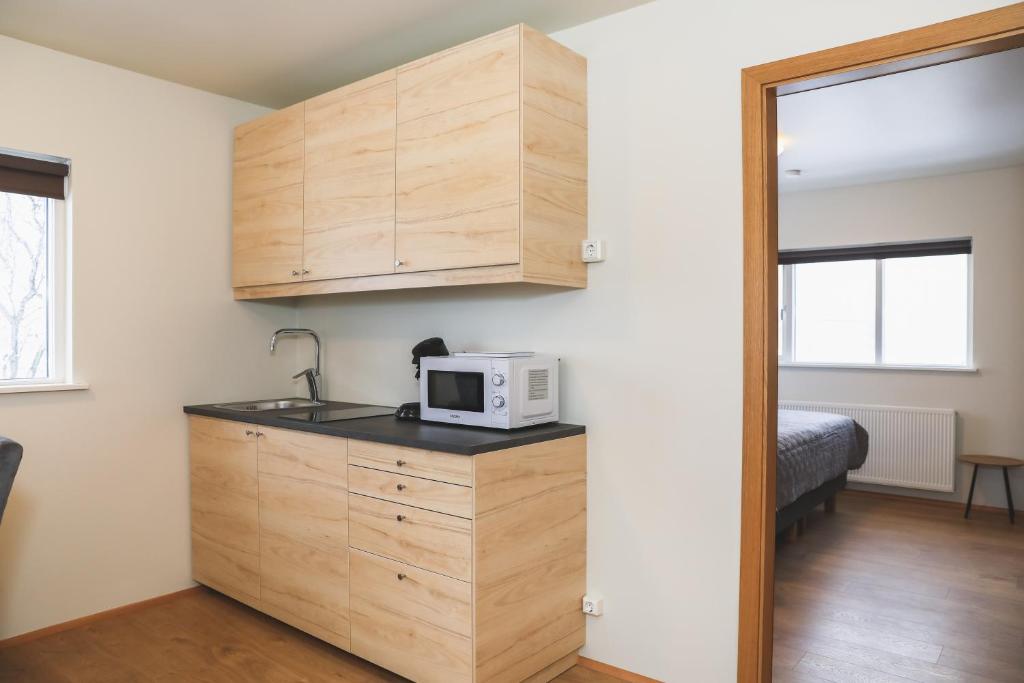 Kuchyň nebo kuchyňský kout v ubytování E18 Apartments