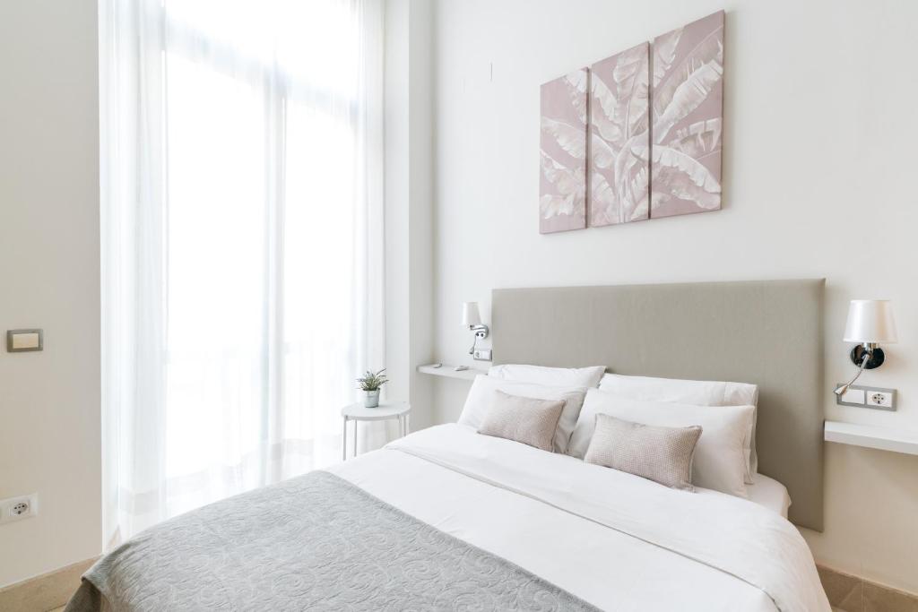 Postel nebo postele na pokoji v ubytování 2E Stylish Bright Apartment Sevilla Downtown Azofaifo