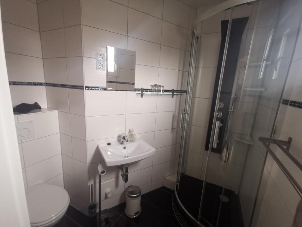 Koupelna v ubytování Hennetaler Hof