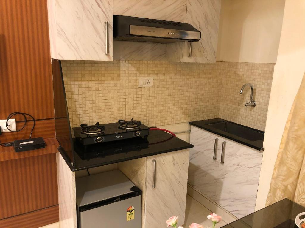 Kuchyň nebo kuchyňský kout v ubytování HOTEL SPARK RESIDENCY