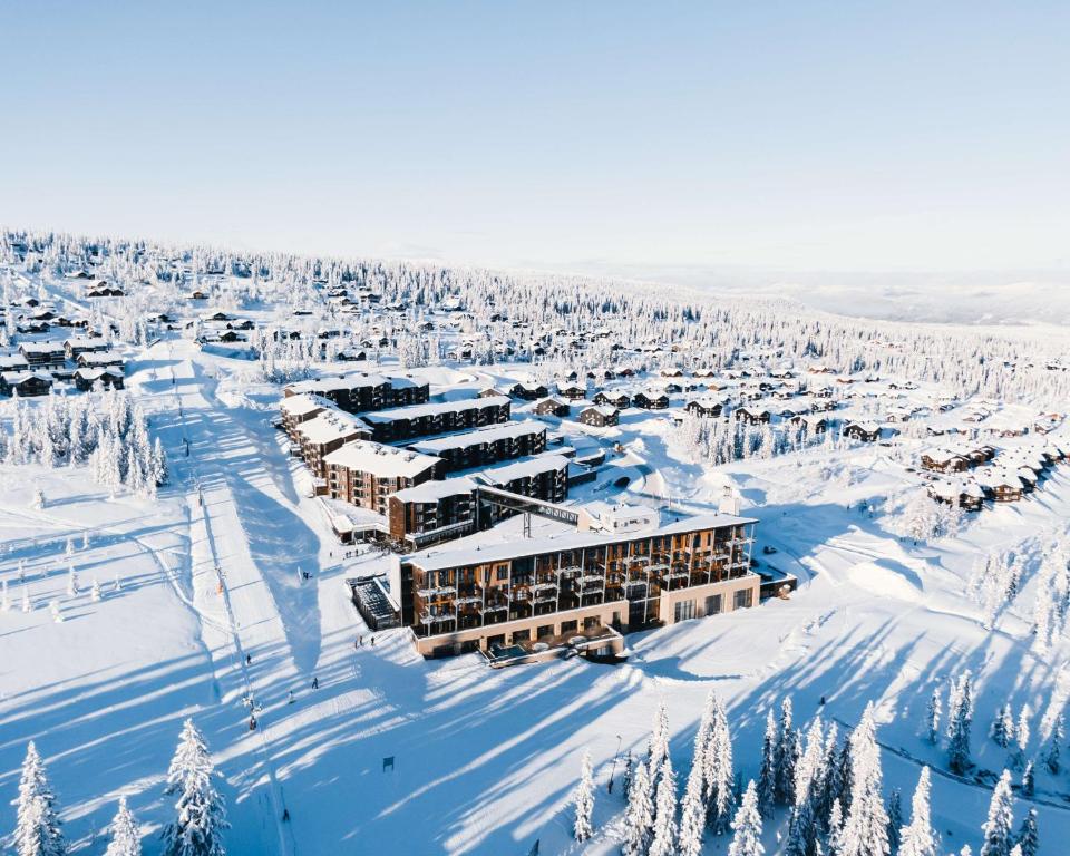 Pohľad z vtáčej perspektívy na ubytovanie Skistar Lodge Trysil