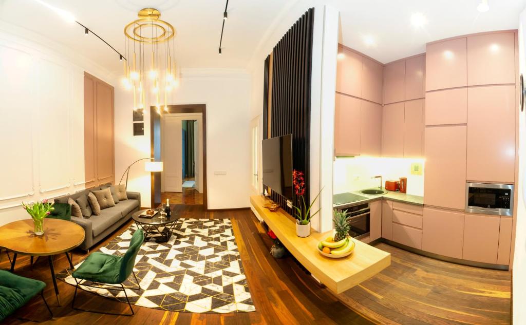 Posezení v ubytování Matei Corvin Apartment
