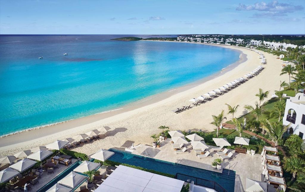 an aerial view of a beach and the ocean at Cap Juluca, A Belmond Hotel, Anguilla in West End Village