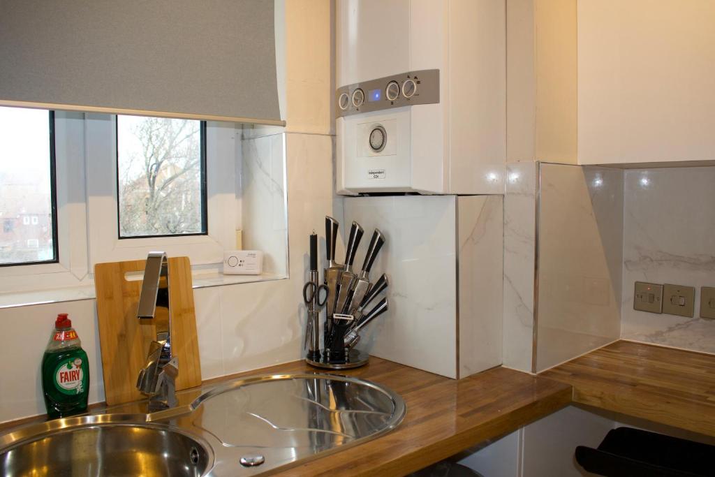 Kuchyň nebo kuchyňský kout v ubytování Umbrella Properties London Woolwich