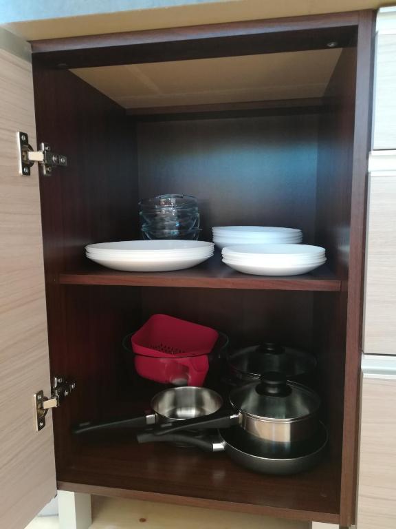 Kuchyň nebo kuchyňský kout v ubytování Domki Letniskowe REJS