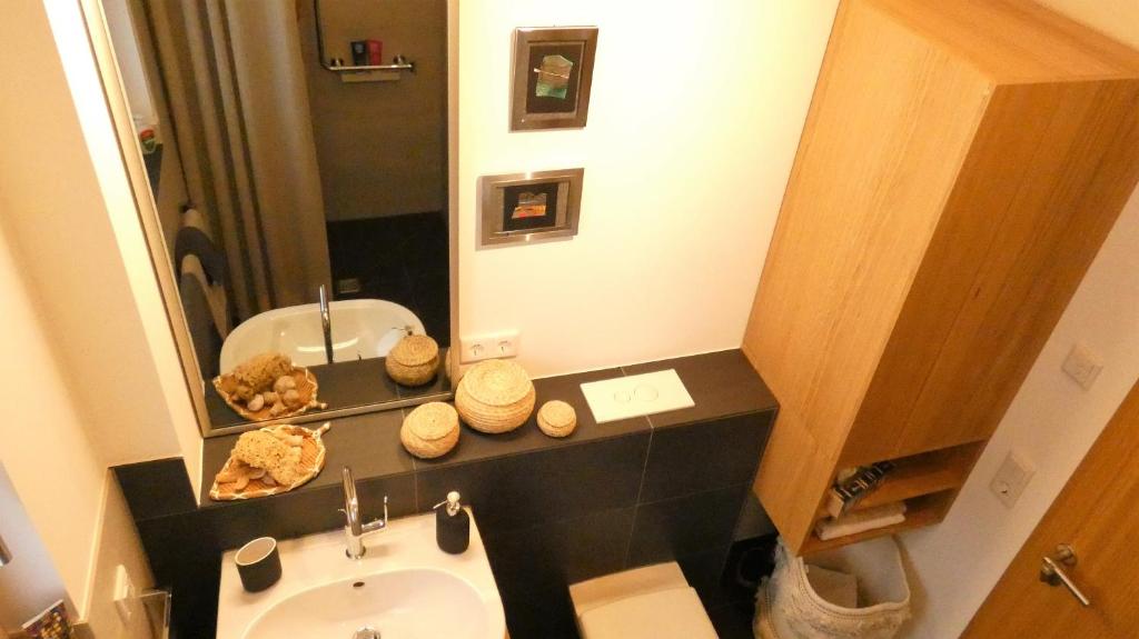 Koupelna v ubytování Bio-Ferienhaus Newergarten