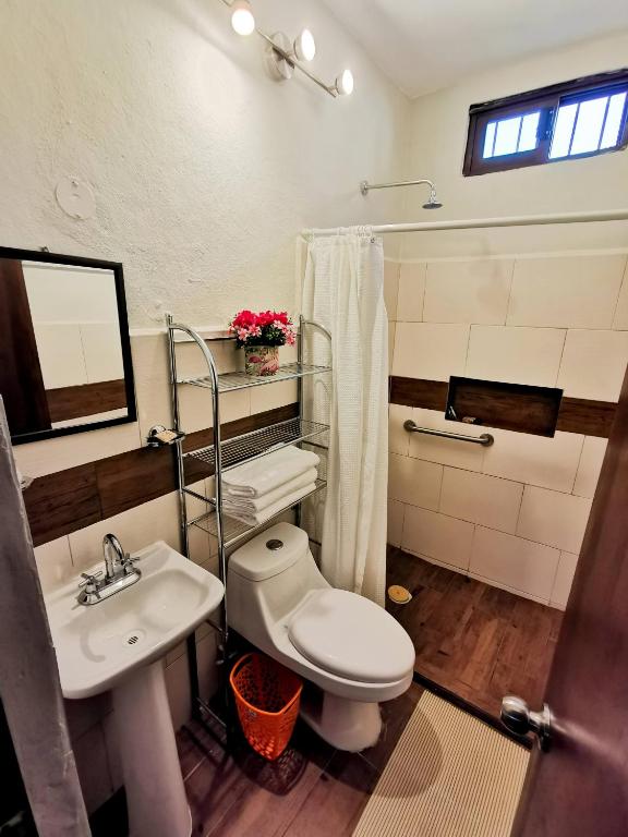 Koupelna v ubytování Posada Bugambilia