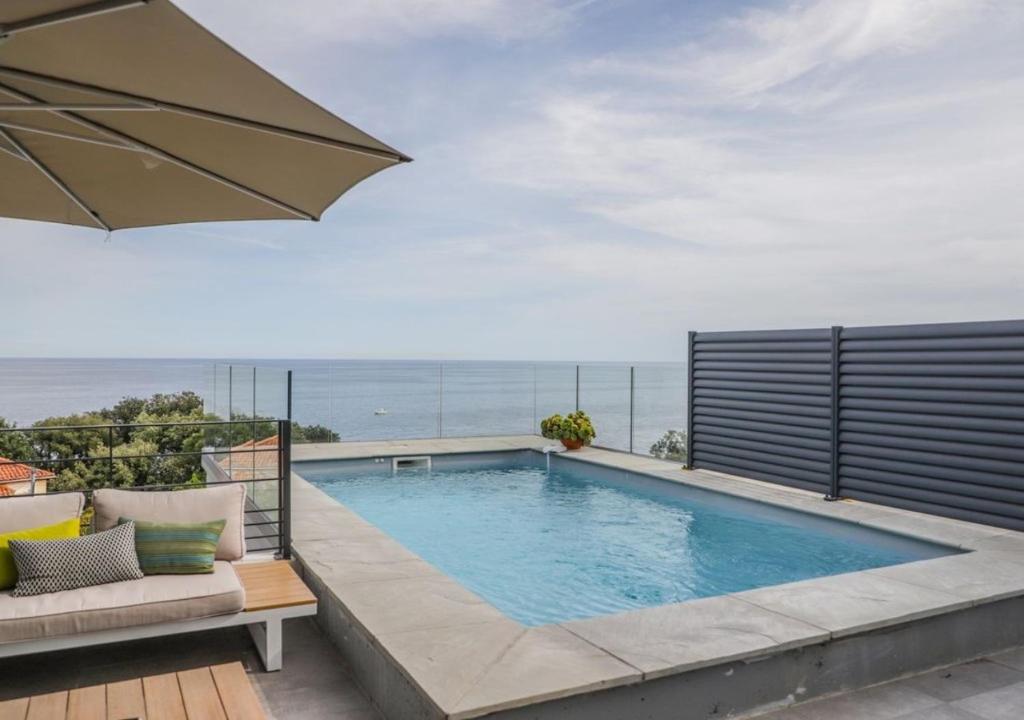 een zwembad met uitzicht op de oceaan bij Casa Dalessio 3 - Villa Vue Mer et Piscine in Brando