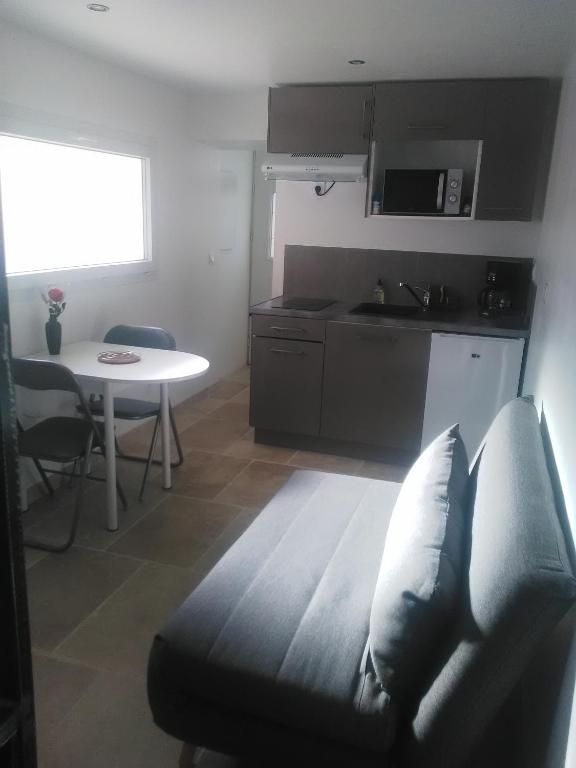 un salon avec un canapé et une table dans l'établissement Duplex meublé sortie orange centre, à Orange