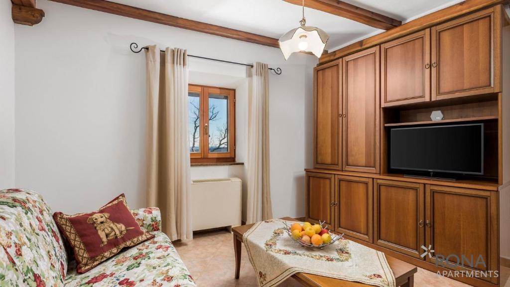 TV a/nebo společenská místnost v ubytování Rona stone house apartments Janja