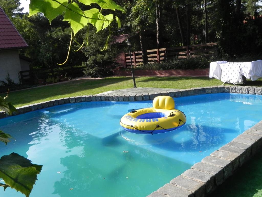 an inflatable raft in a swimming pool at DOM 4 POKOJE Z BASENEM BLISKO WARSZAWY in Józefów