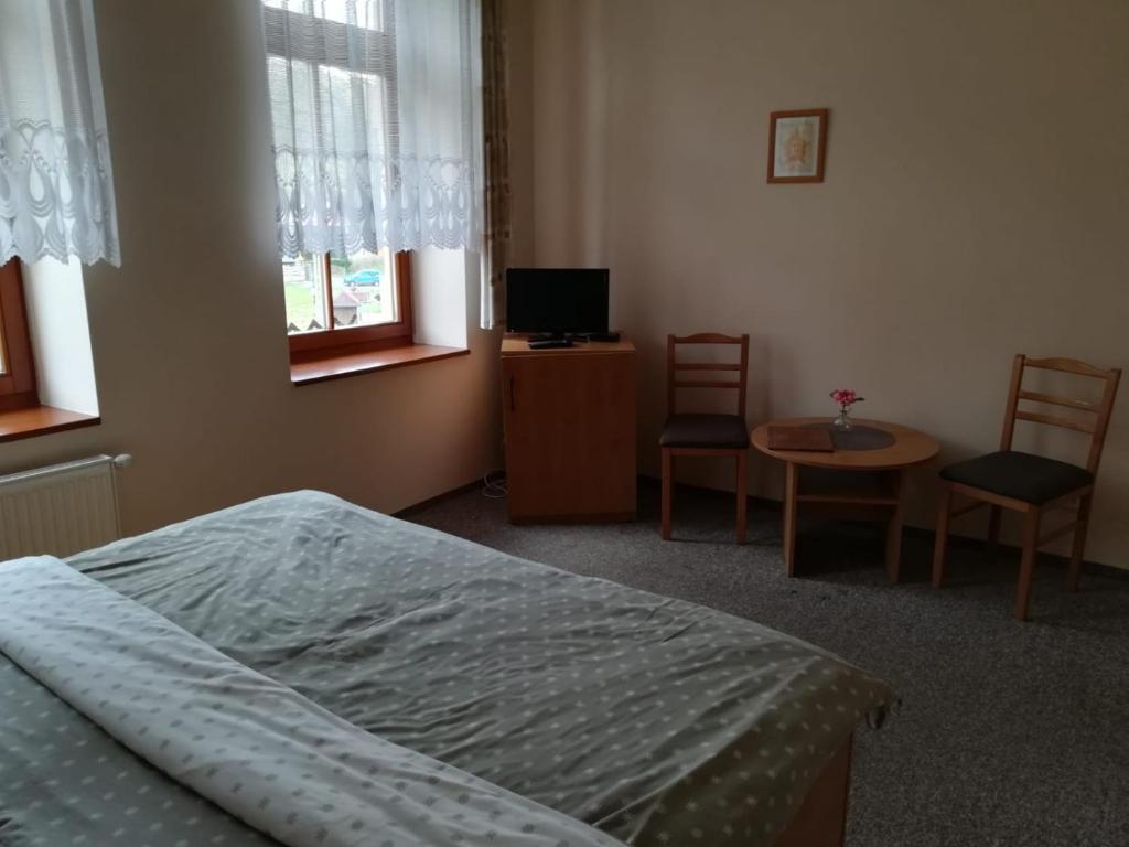 Televiisor ja/või meelelahutuskeskus majutusasutuses Hotel Kralicek