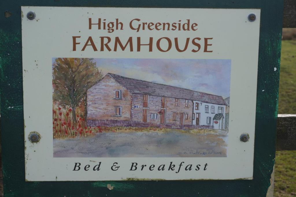 a sign for a farm house with a picture of it at High Greenside in Kirkby Stephen
