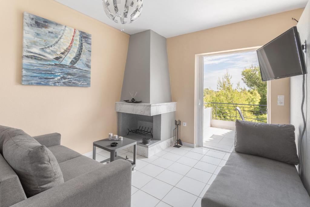 Część wypoczynkowa w obiekcie Sounio Golden View Villas