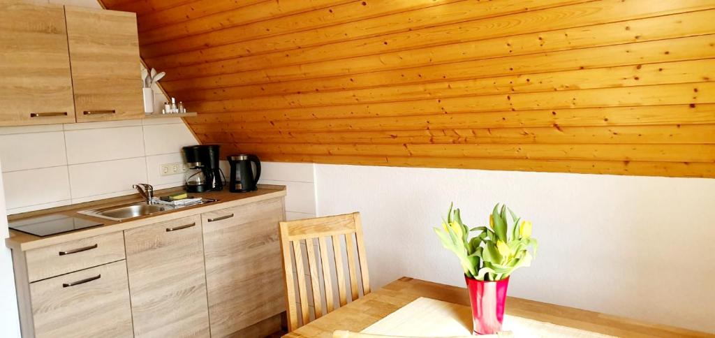 Kuchyň nebo kuchyňský kout v ubytování Apartments Achterblick