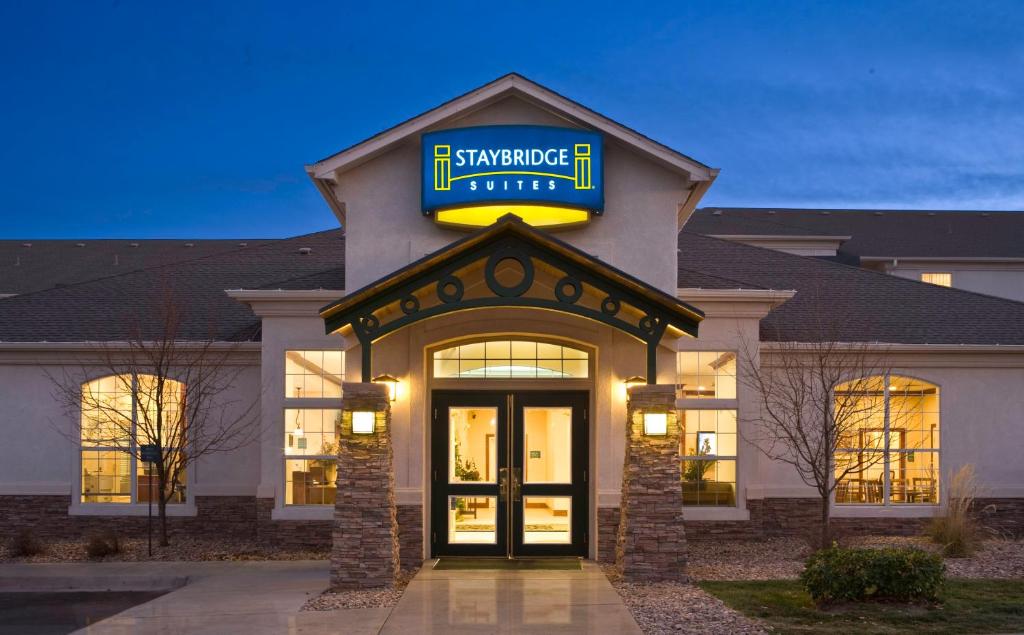 a building with a sign on the front of it at Staybridge Suites Denver Tech Center, an IHG Hotel in Centennial