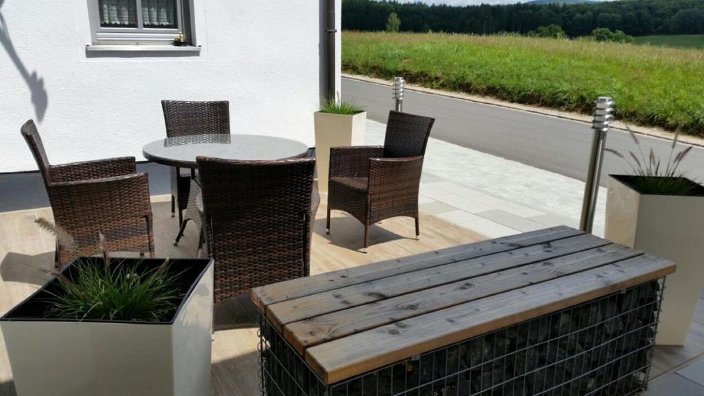 Balkón nebo terasa v ubytování Ferienwohnung Spachtholz