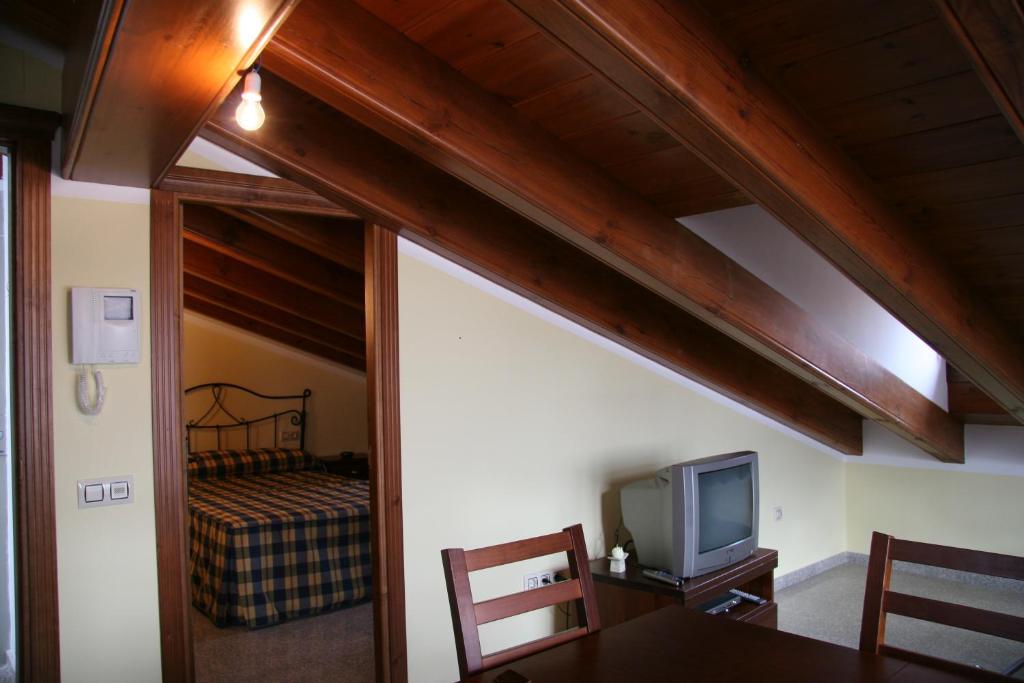 A television and/or entertainment centre at Apartamentos La Iglesia