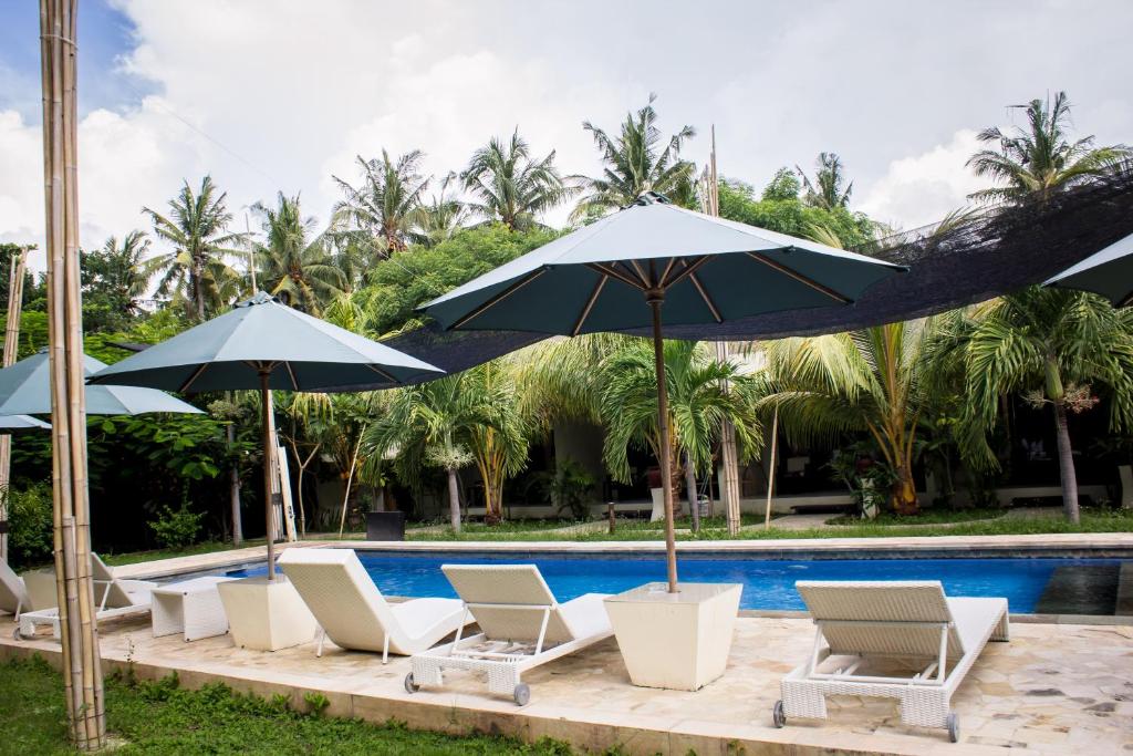 Bazén v ubytování Kaluku Gili Resort nebo v jeho okolí