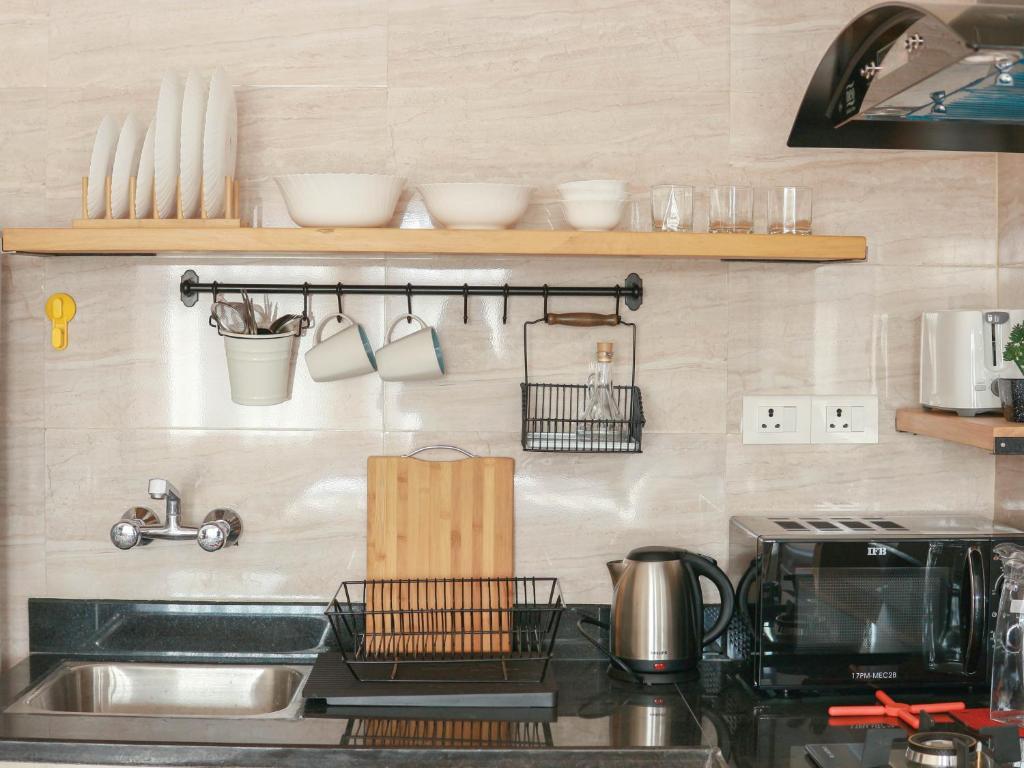 Kuchyň nebo kuchyňský kout v ubytování Kibu Home