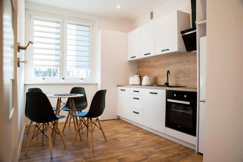 Kuchyň nebo kuchyňský kout v ubytování Apartament Gosia