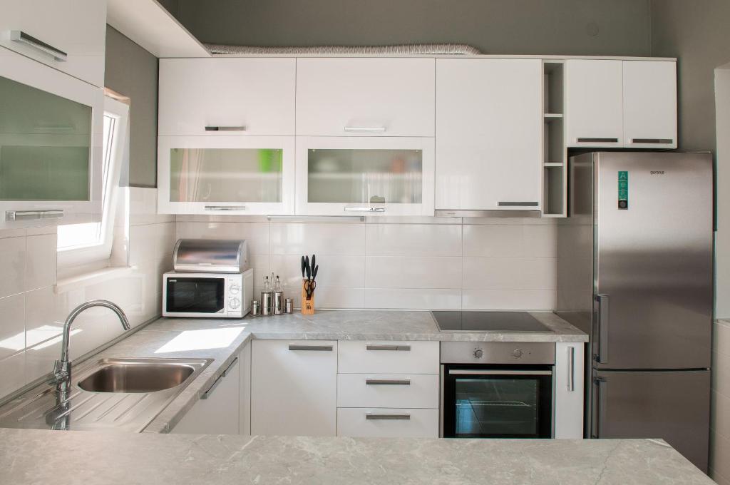 Kuchyň nebo kuchyňský kout v ubytování Apartments Anita