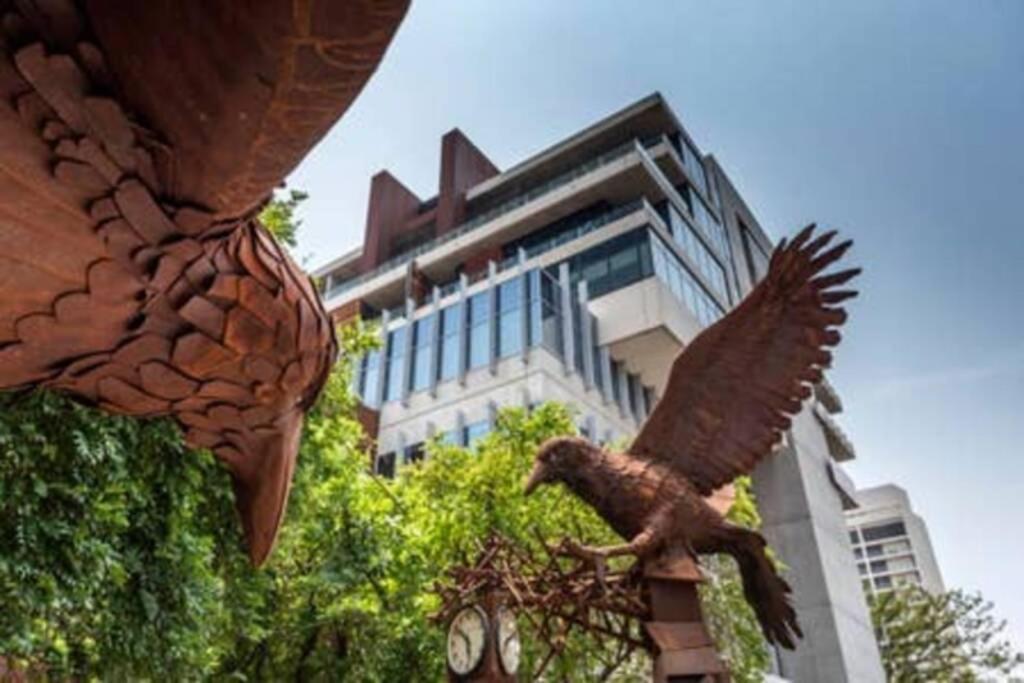 a statue of an eagle in front of a building at Lake views, Central CBD location//FREE WIFI+NETFLIX in Canberra
