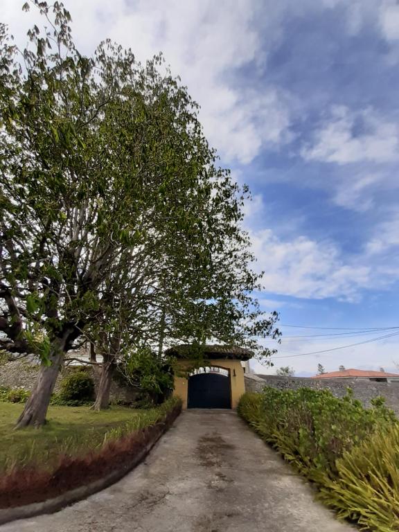 a driveway leading to a garage with a tunnel at Hotel Hontoria in Hontoria