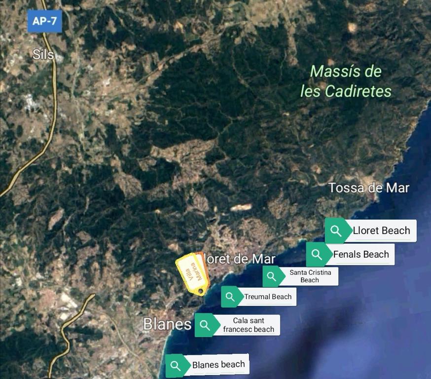 a map of the island of mars and its satellites at SeaHomes Vacations, BEACH&POOL, in Fenals Beach in Lloret de Mar
