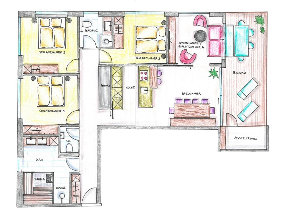 Půdorys ubytování Verwall Apartment Arlberg - mit Sauna, Balkon und Skiraum
