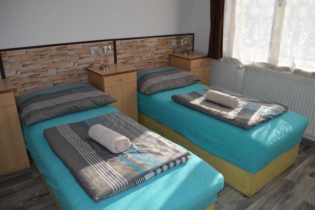 Postel nebo postele na pokoji v ubytování Ubytování u Šveců u Adršpachu