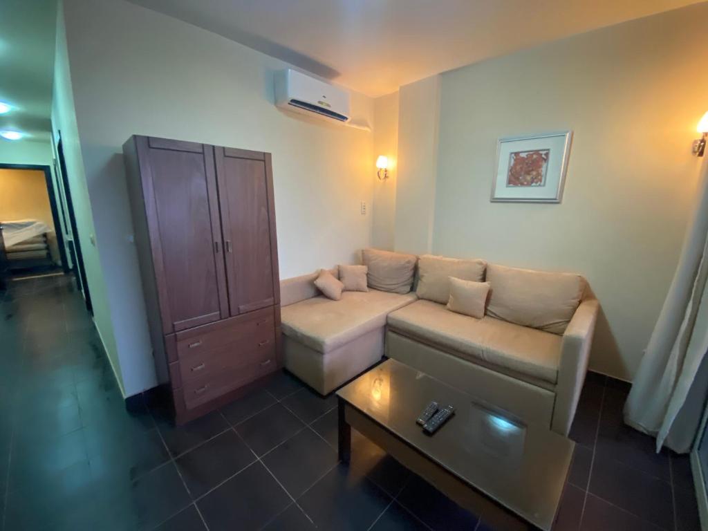 A seating area at Porto South Beach Royal Sea view families صف اول بحر مباشر