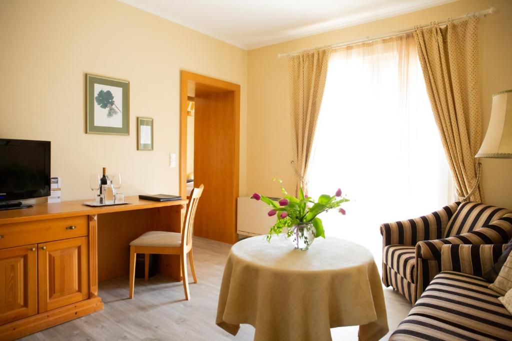 Televízia a/alebo spoločenská miestnosť v ubytovaní BIRKENHOF GOLS - B & B - Wohlfühl Hotel mit Wochenend-Restaurant