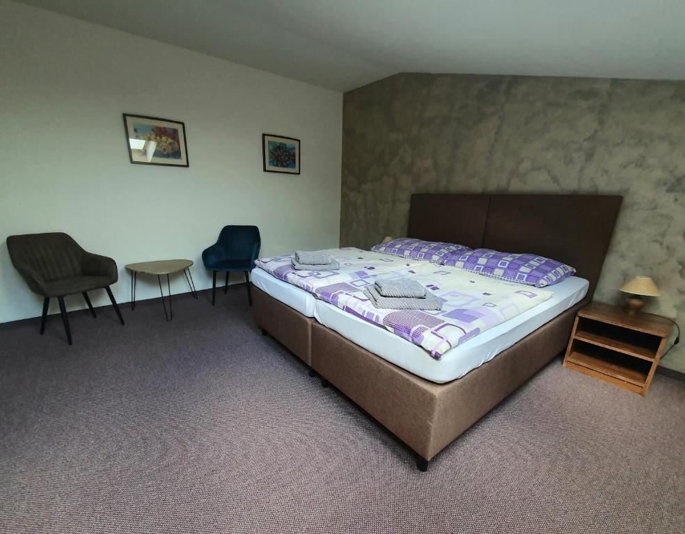 Letto o letti in una camera di Penzion Bily Beranek