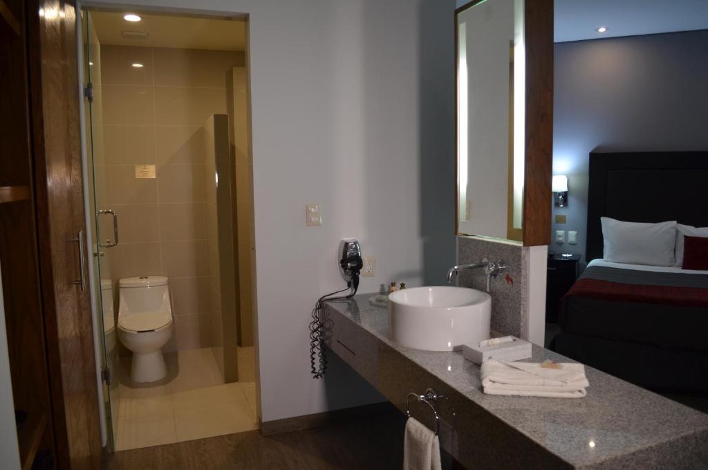 Koupelna v ubytování Plaza Camelinas Hotel
