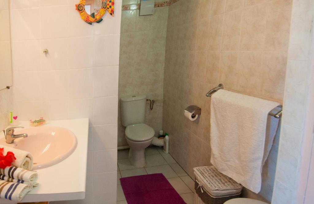 Koupelna v ubytování Rose Phœnix rez-de-jardin piscine et vue mer