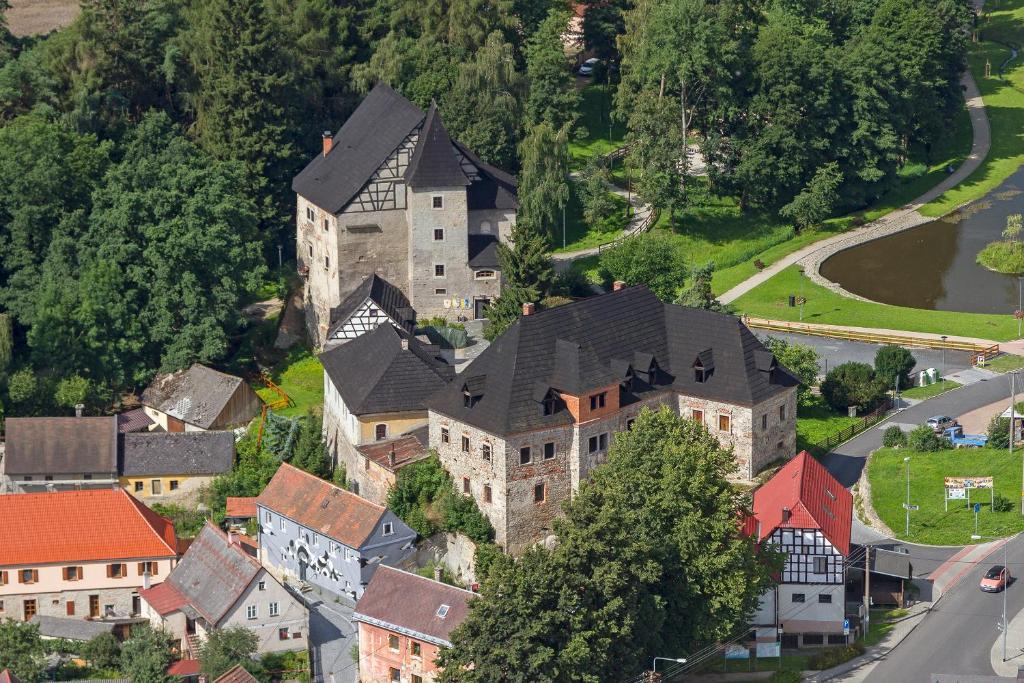 Letecký snímek ubytování Hrad Vildstejn