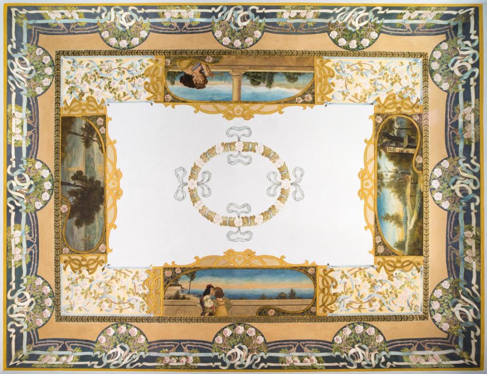 a framed picture of a wall with a mirror at PALAZZO ILLUMINATI in Ripatransone