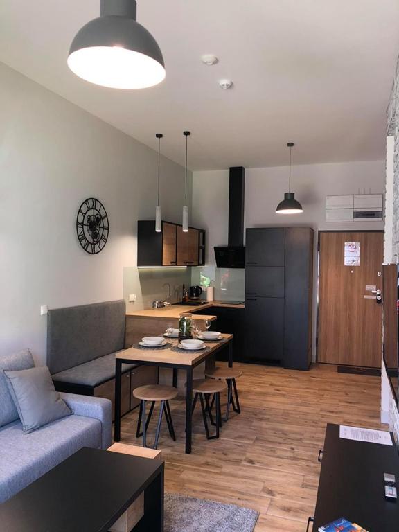 Kuchyň nebo kuchyňský kout v ubytování Property Apart - Soft Lofty Legnicka Centrum