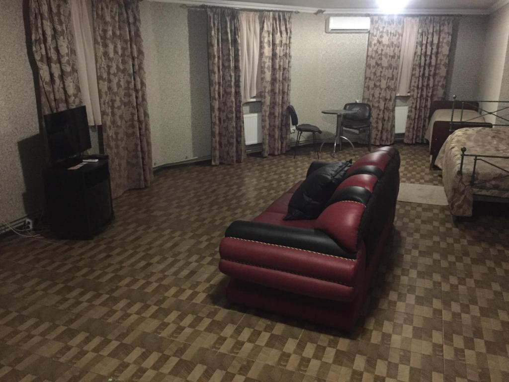 Sula的住宿－Мотельный комплекс Телега，客厅配有沙发和1张床