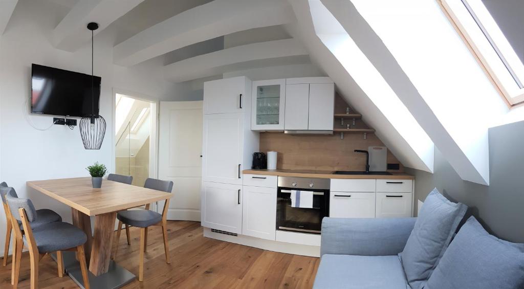 Kuchyň nebo kuchyňský kout v ubytování Storchennest-Appartements