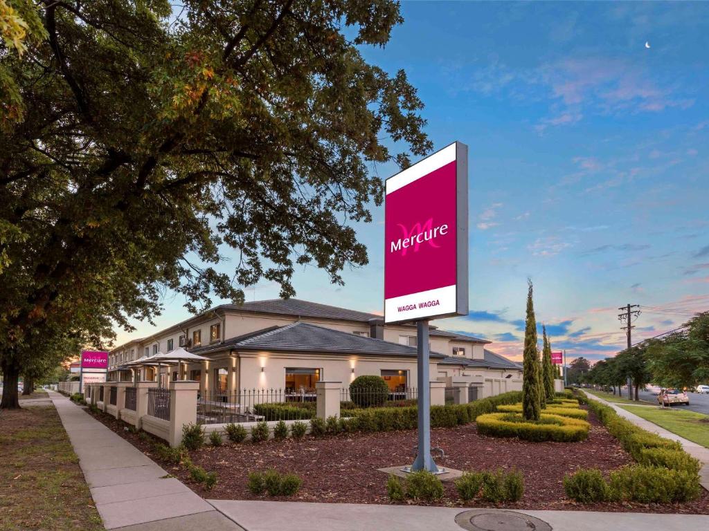 a sign in front of a building at Mercure Wagga Wagga in Wagga Wagga