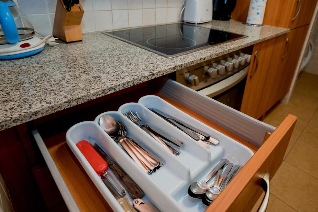 Kuchyň nebo kuchyňský kout v ubytování Apartaments Ashome