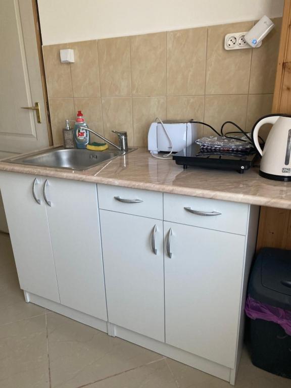 A kitchen or kitchenette at Virág Vendégház