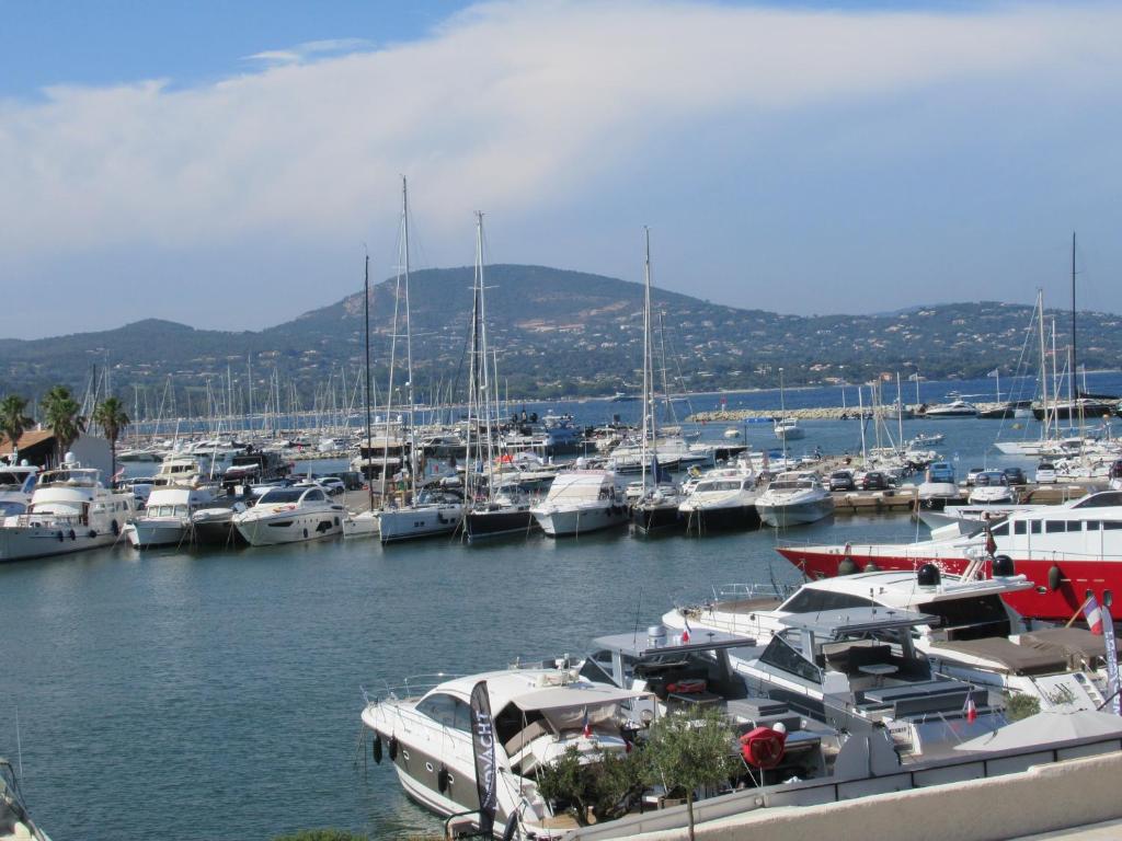 un groupe de bateaux amarrés dans un port dans l'établissement golf de saint tropez, à Gassin
